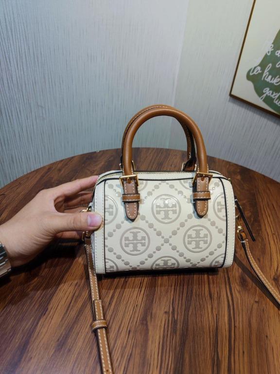 Tory Burch monogram tiny shopper Boston handbag versatile pillow bag with  protective feet, Women's Fashion, Bags & Wallets, Cross-body Bags on  Carousell