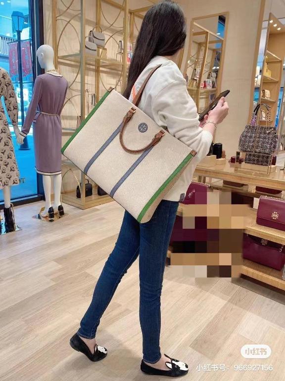 Tory Burch woman's canvas open shopper handbag shoulder shopping tote  travel luggage bag, Women's Fashion, Bags & Wallets, Tote Bags on Carousell