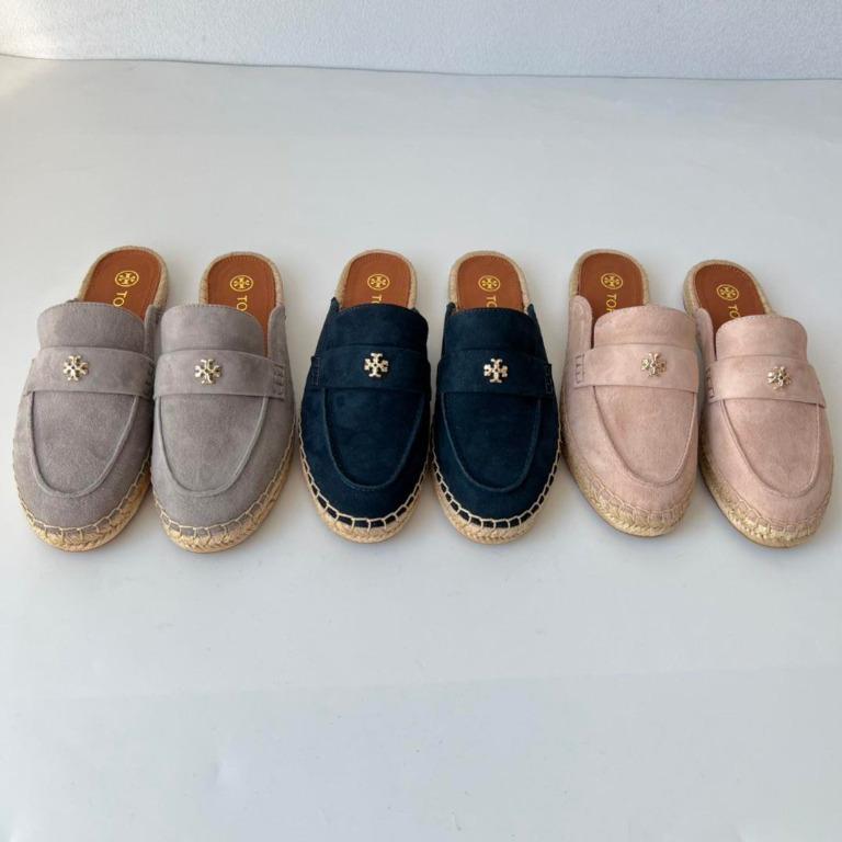 Tory Burch woman's slide espadrille mules suede casual half-drag shoes flat  summer sandal size35-40, Women's Fashion, Footwear, Sandals on Carousell