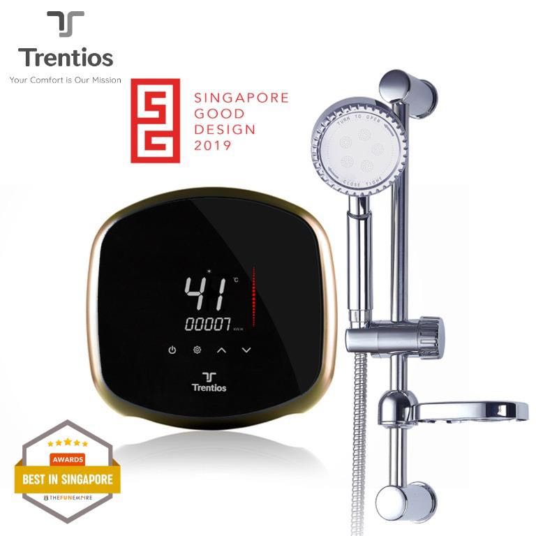 Trentios IntelliHeat Zenith-TI Instant Water Heater Gold Limited Edition,  TV u0026 Home Appliances, Water Heater u0026 Instant Showers on Carousell