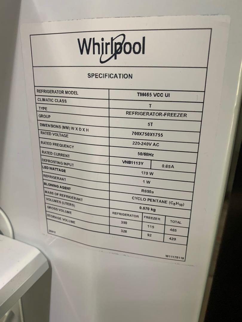 Whirlpool fridge not cooling, TV & Home Appliances, Kitchen Appliances