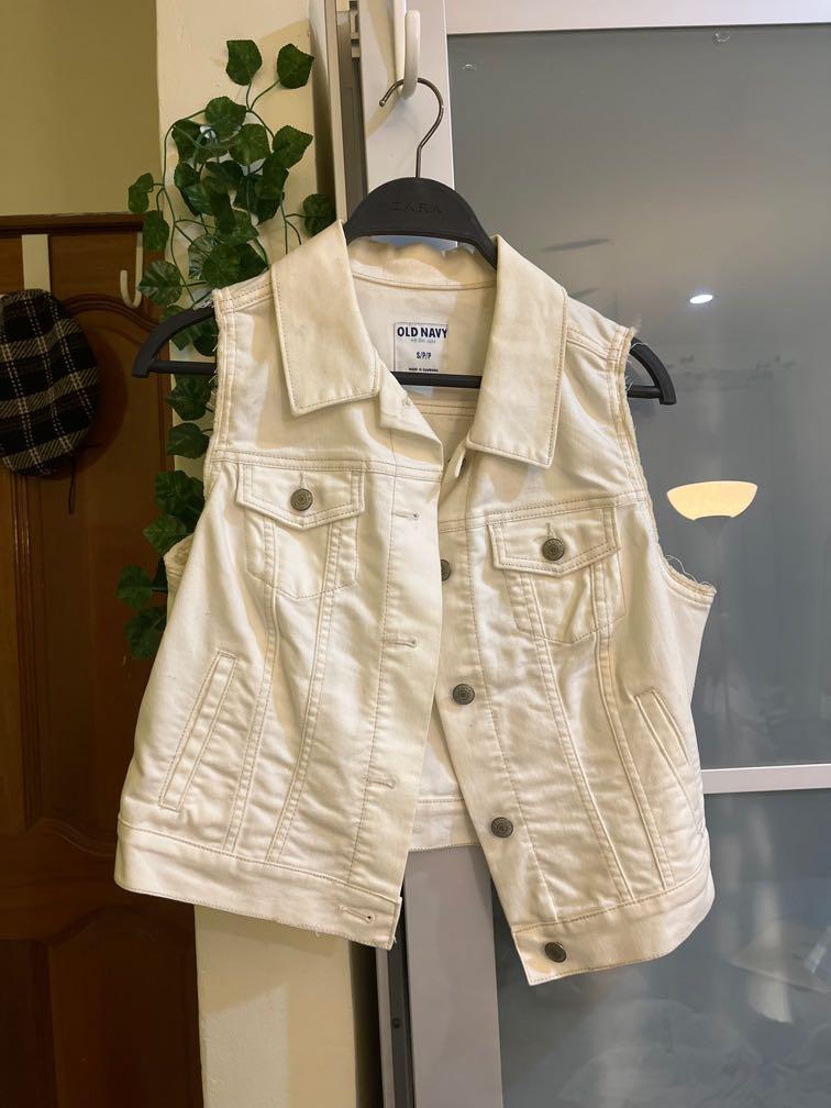 Denim Vest/Jacket Old Navy White And Light Blue, Women'S Fashion, Coats,  Jackets And Outerwear On Carousell