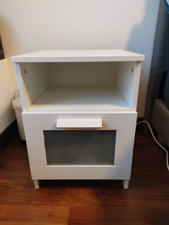 x2 IKEA Brimnes Bedside Table White, Furniture & Home Living