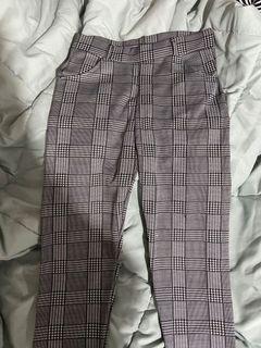 Y2k aesthetic plaid pants black and white