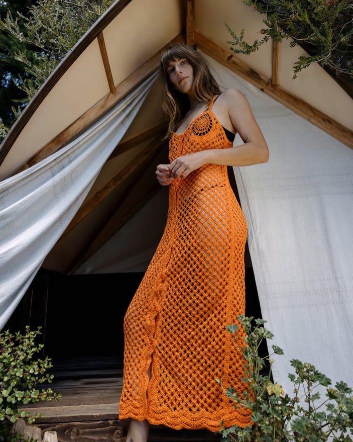 Zara orange crochet dress Clearance