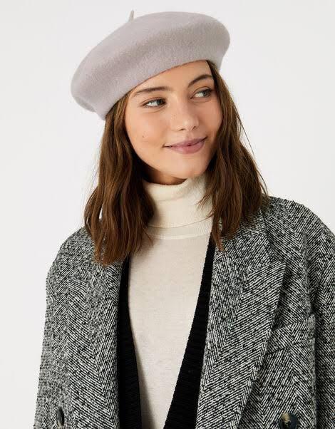 Zara Basic Beret Wool Hat Light Sequin 