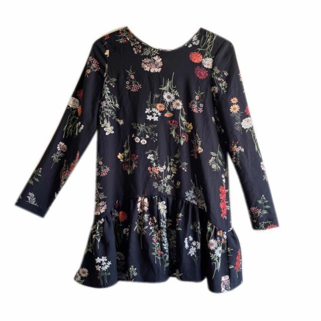 ZARA Floral Mini Dress, Fesyen Wanita 