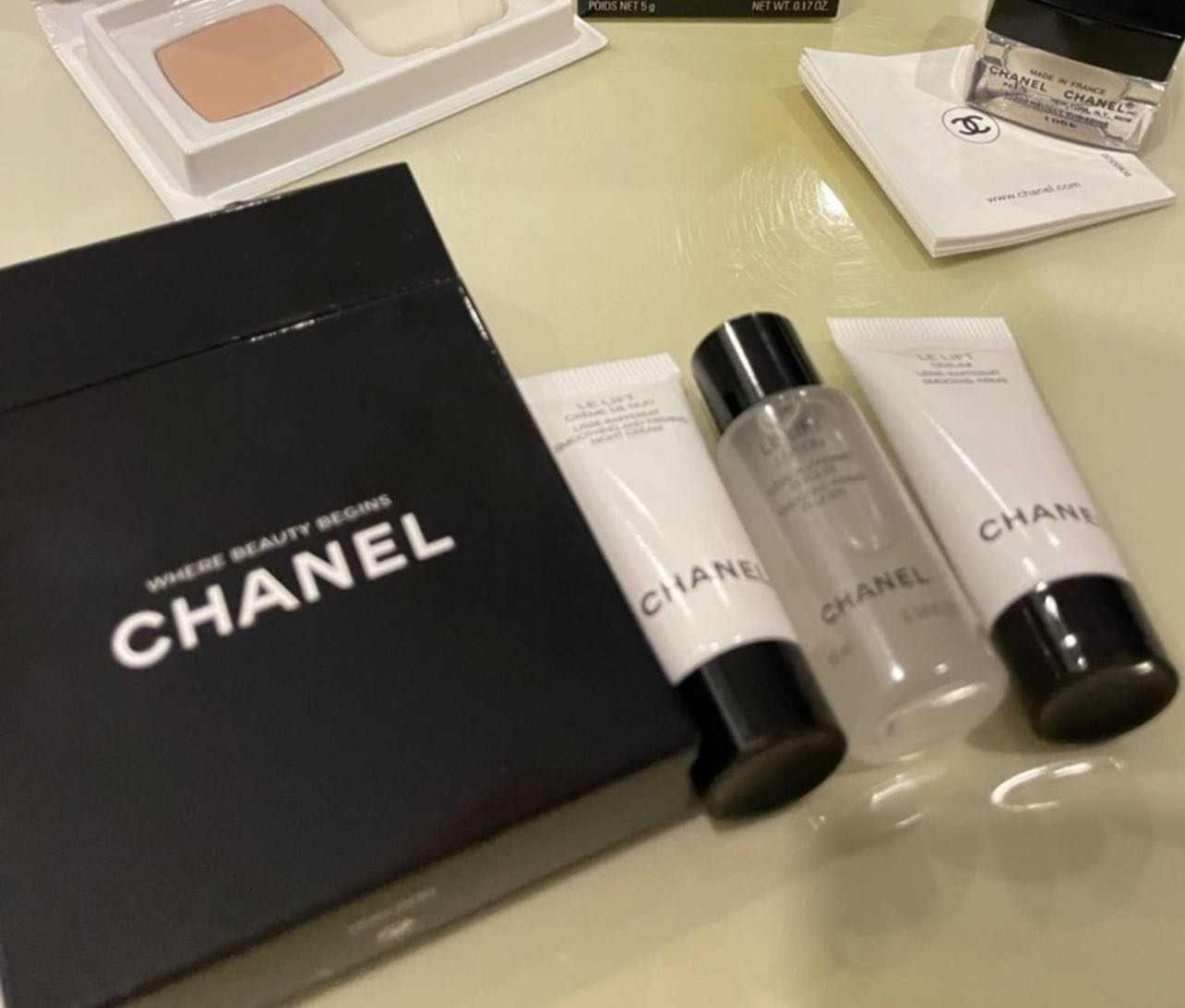 💖 💯 Authentic Chanel CC LE LIFT Where Beauty Begins Set of 3 with Box —  Le Lift Lotion / Smoothing Firming Night Cream / Le Lift Serum 💖