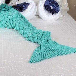 Aqua Green Knitted Mermaid tail blanket home nap Bed Sofa Sleeping Rest Blanket for Adult