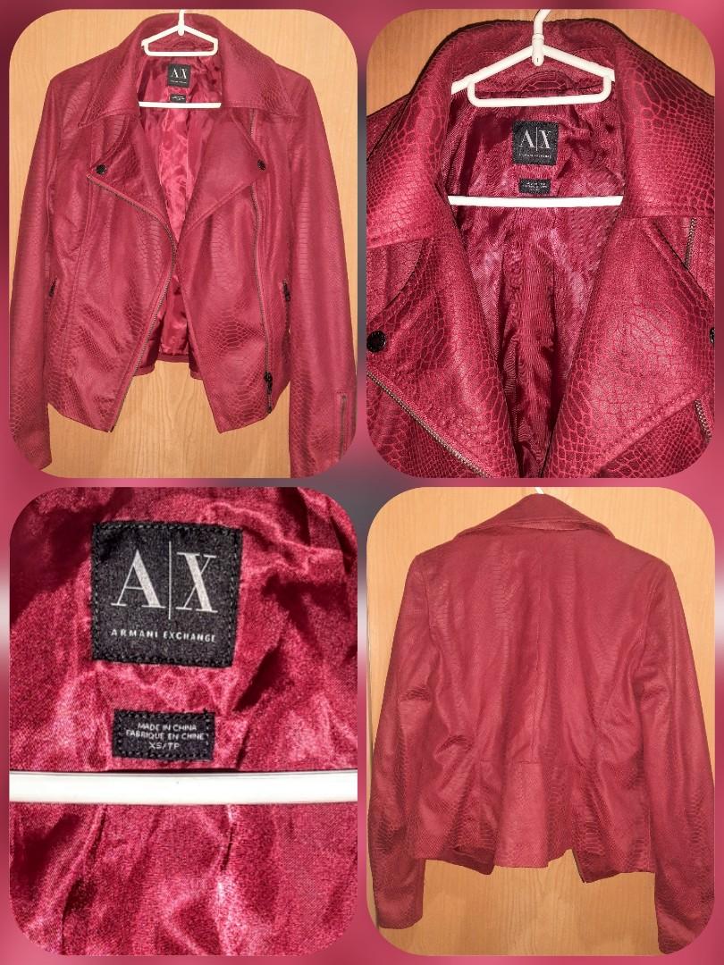 ARMANI EXCHANGE RED LEATHER JACKET, Women's Fashion, Coats, Jackets and  Outerwear on Carousell