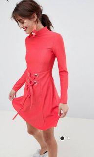 Asos ribbed material rose coloured dress