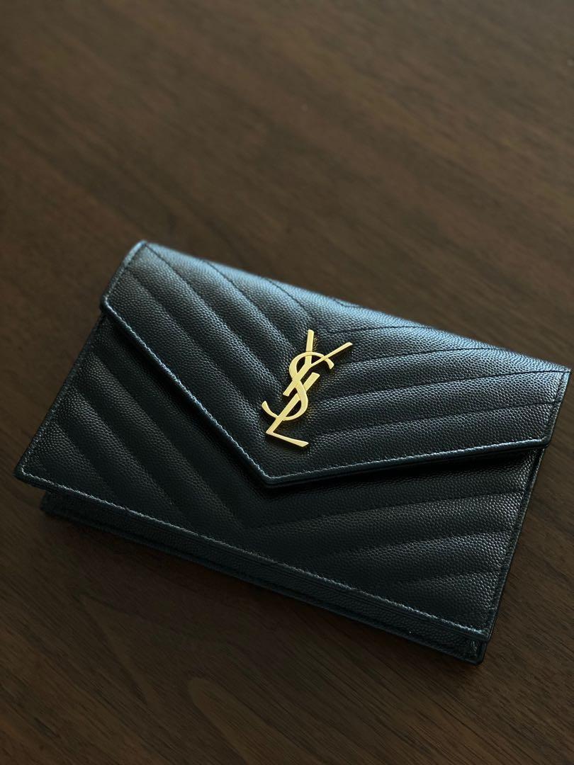 Cassandre envelope chain wallet in smooth leather, Saint Laurent