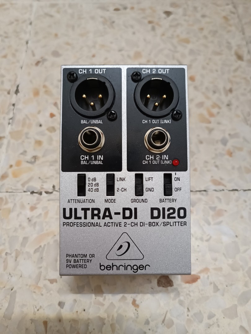 Behringer DI20 dual channel DI box, Hobbies & Toys, Music & Media