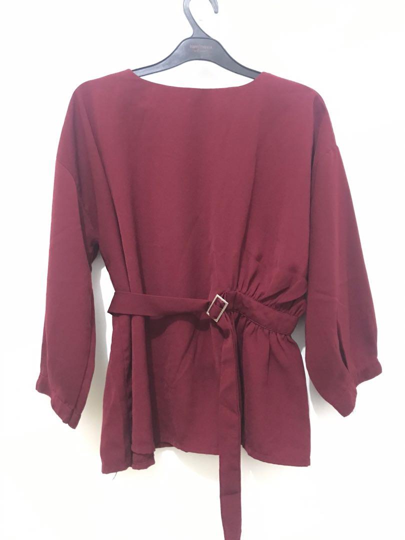 Blouse Maroon, Fesyen Wanita, Pakaian 