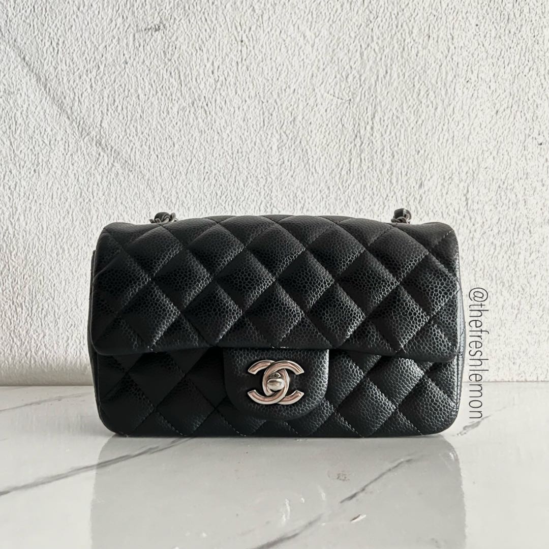 CHANEL, Bags, Chanel Black Rectangular Mini Flap 27c Caviar Rare