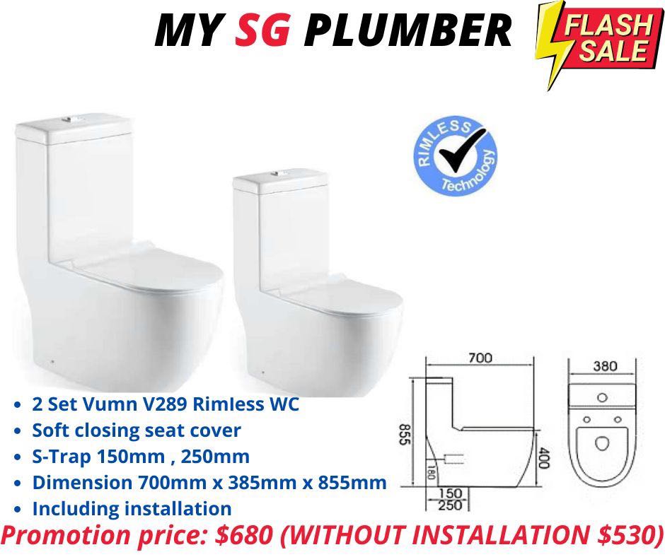 CHEAPEST IN SG! Branded 1 piece rimless toilet bowl! INSTALLATION AND