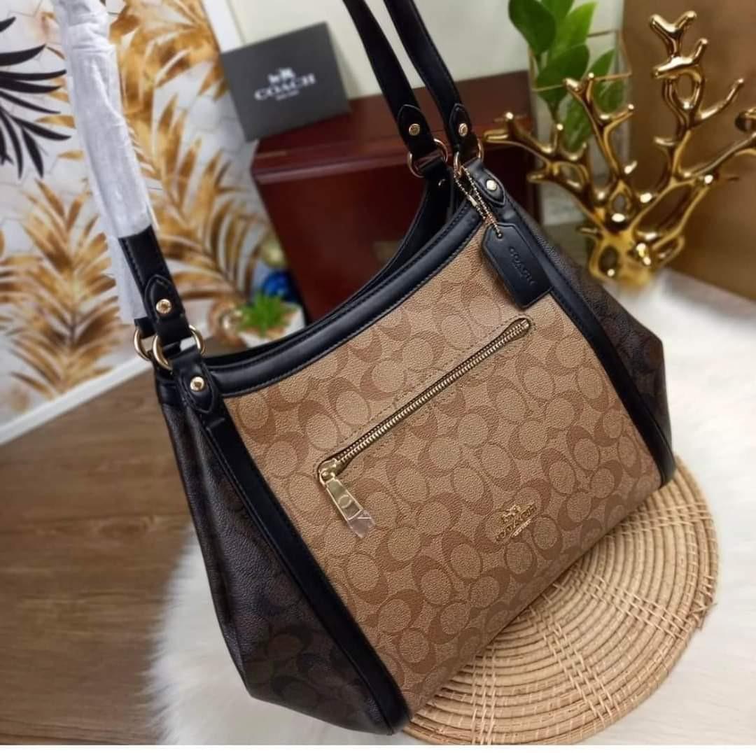 Coach Kristy Shoulder Bag in Signature Canvas Brown/Black, Women's