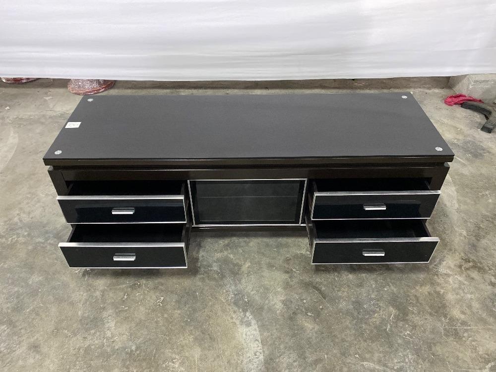 Glass Top TV with 4 Drawer & 1 Sliding Door / TV Atas