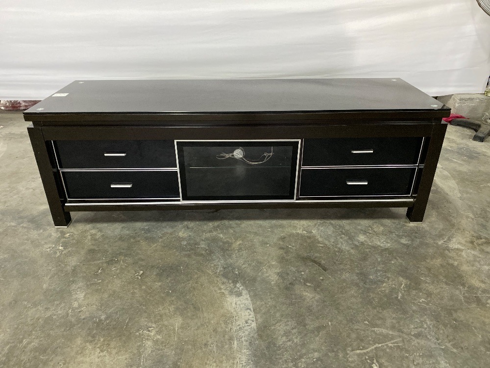 Glass Top TV with 4 Drawer & 1 Sliding Door / TV Atas