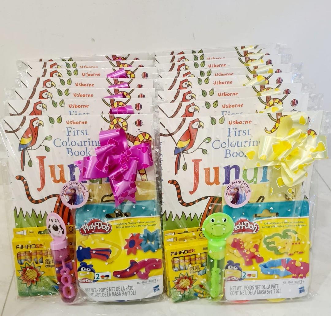 Jungle Coloring Book + Crayons Set Birthday Goodie Pack, Hobbies & Toys