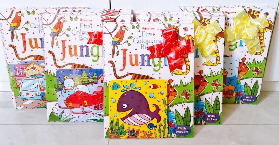 Jungle Coloring Book + Crayons Set Birthday Goodie Pack, Hobbies & Toys