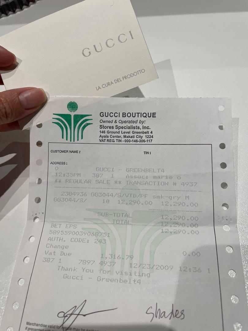 Gucci oversized sunnies (Category: Sunglasses & Eyewear) located in Pasig City. Submitted by trinitymj (Listing ID 1162692098, Image 3). Description: Bought for P12,290. With case and receipt. In very good condition. .
