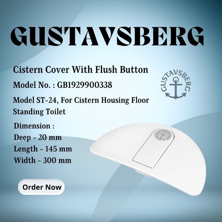 Gustavsberg Toilet Bowl Cistern Cover with Flush Button, Furniture
