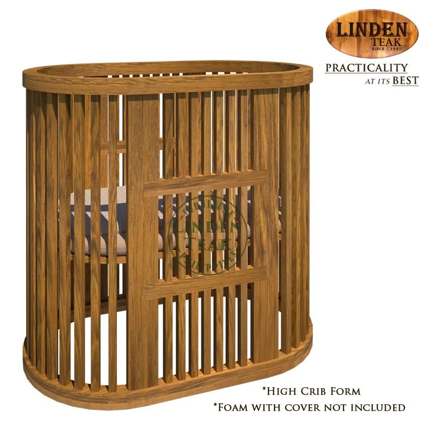 Handcrafted Solid Teak Wood Convertible Adjustable Crib Furniture