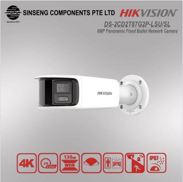 Hikvision 8MP Dual Lens 4K Panoramic 8MP Colorvu DS-2CD2T87G2P-LSU/SL  Strobe Light & Audio Alarm IP67 CCTV Bullet Network IP Camera, Furniture &  Home Living, Security & Locks, Security Systems & CCTV Cameras