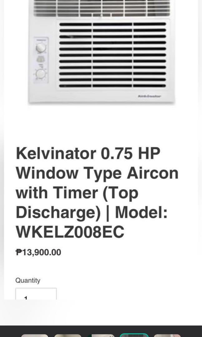 Kelvinator 0.75 window type aircon With timer and less than 2 years used (seldom) Unit is under