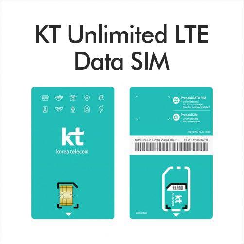 Korean Unlimited Data SIM Card 7days / 30days, Mobile Phones & Gadgets