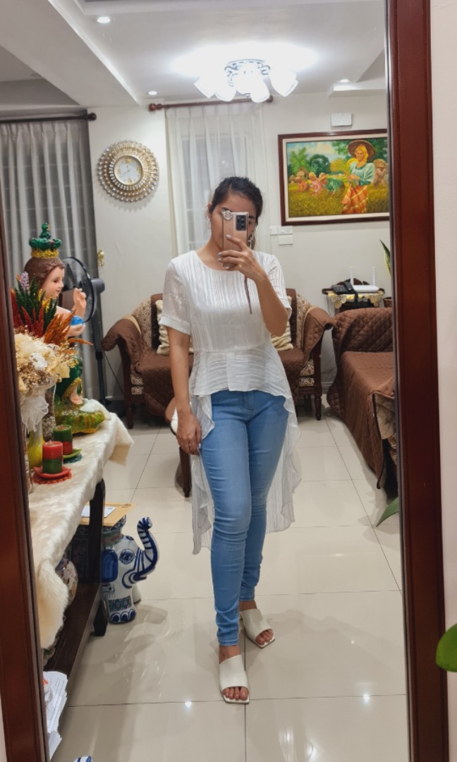 Long back Peplum Top, Women's Fashion, Tops, Blouses on Carousell
