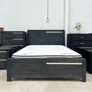 Luena Black Ash Timber Bed Frame SAME DAY DELIVERY
