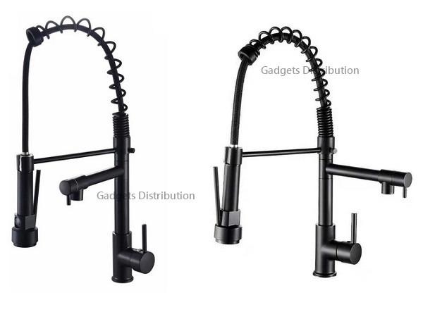 Multifunction Black Spring Pull Out Sprayer Swivel Dual Spout ...