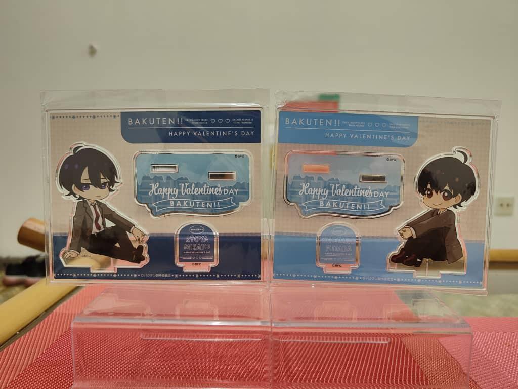 OFFICIAL MERCHANDISE) Bakuten!! Happy Valentine's Day acrylic stand: Misato  Ryoya & Futaba Shotaro., Hobbies & Toys, Toys & Games on Carousell