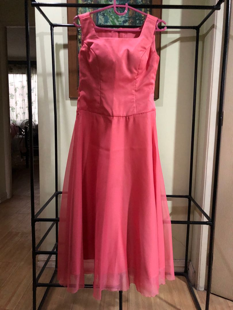 Pomelo Pink Sleeveless Chiffon Long Gown, Women's Fashion, Dresses