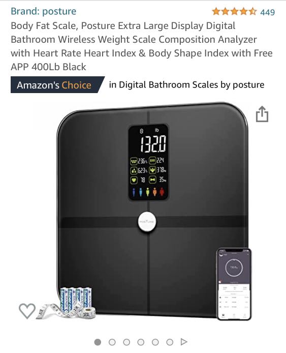 POSTURE Body Fat Scale, Posture Extra Large Display Digital Bathroom