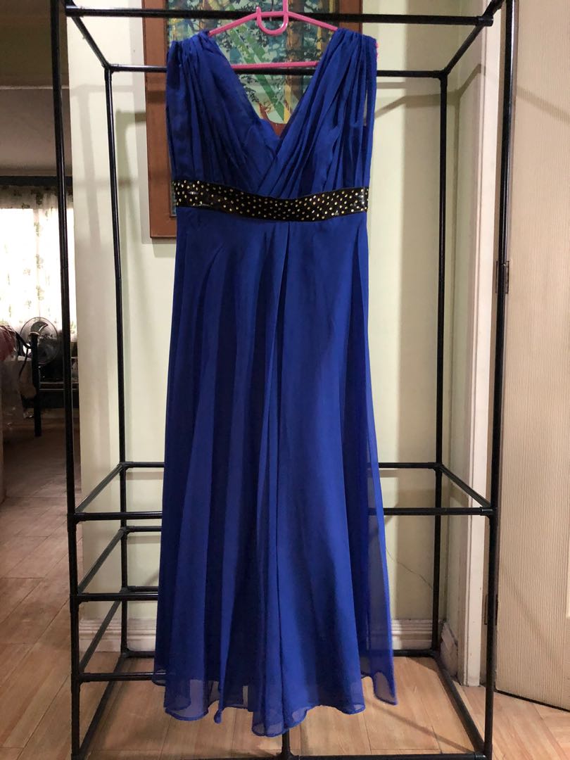 Royal Blue Chiffon Long Gown - Small, Women's Fashion, Dresses & Sets ...