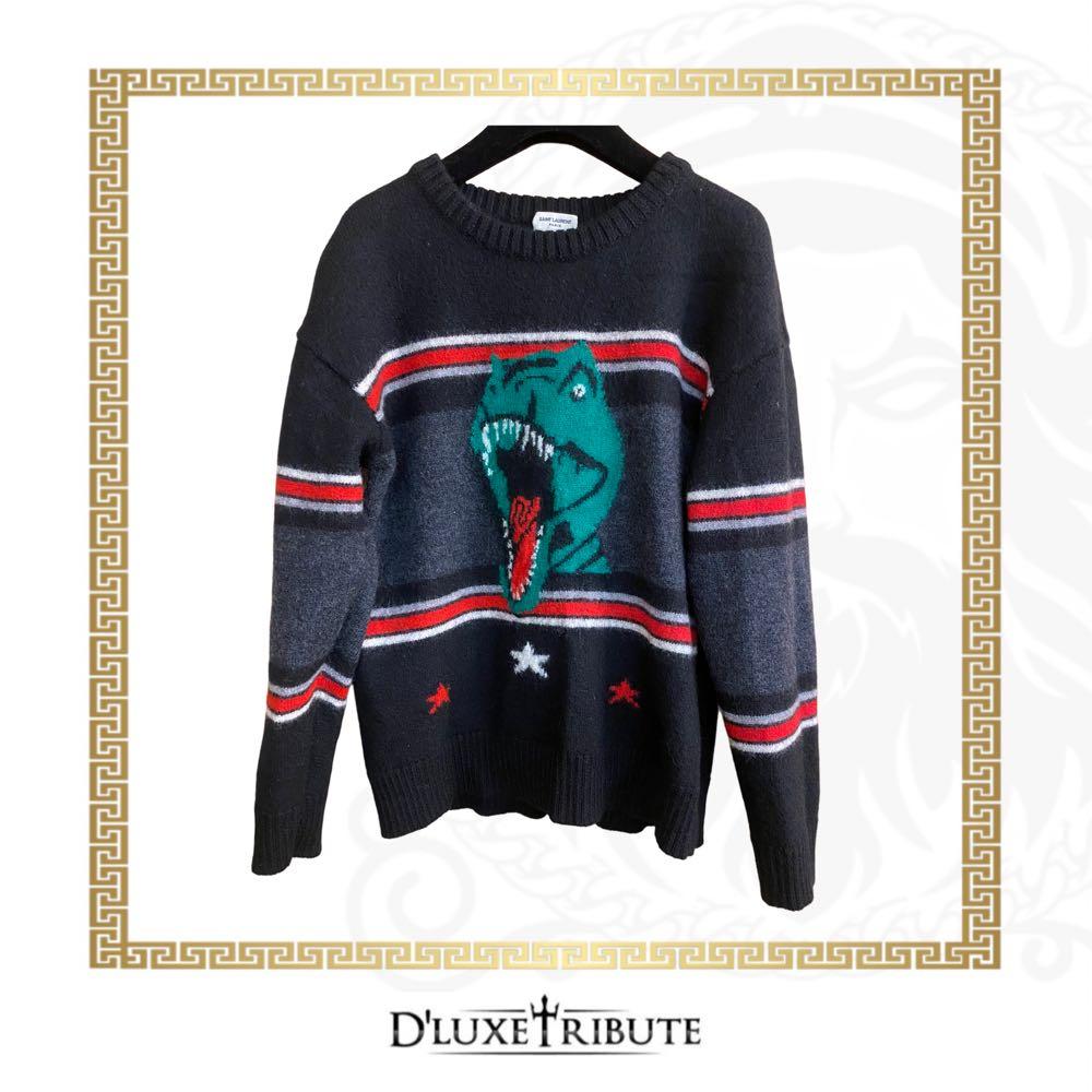 DISCOUNT SAINT LAURENT YSL JACQUARD DINOSAUR SHIRT Luxury Apparel on Carousell