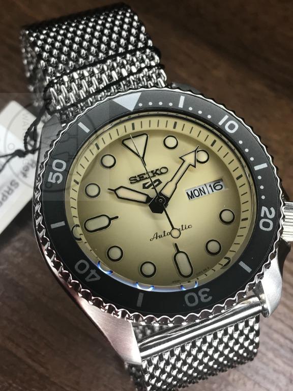 Seiko 5 SRPD67K1 Automatic Gents Watch Beige Dial Steel Mesh bracelet srpd67 srpd67k srpd Men s Fashion Watches Accessories Watches on Carousell