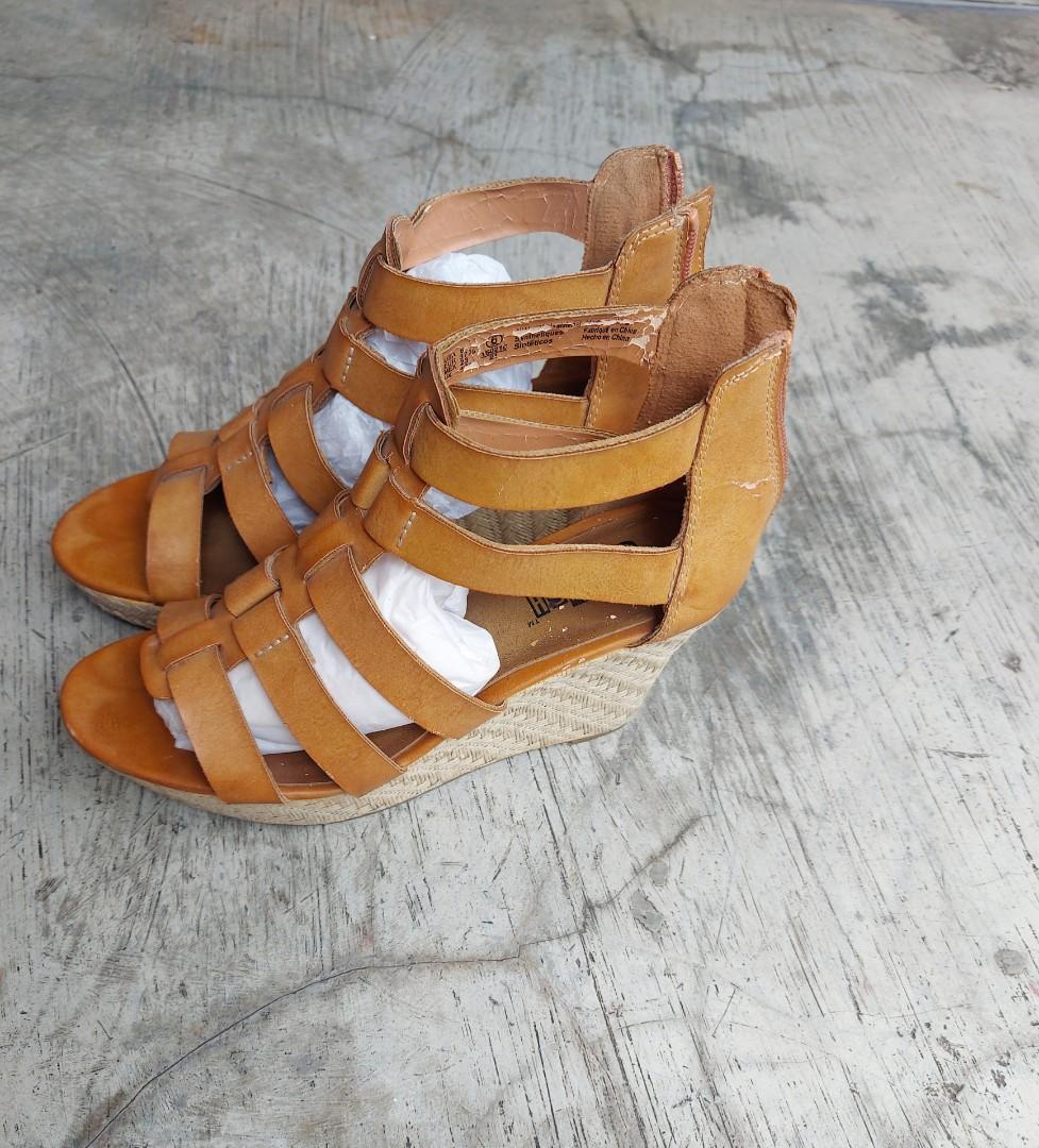 tan platform wedges