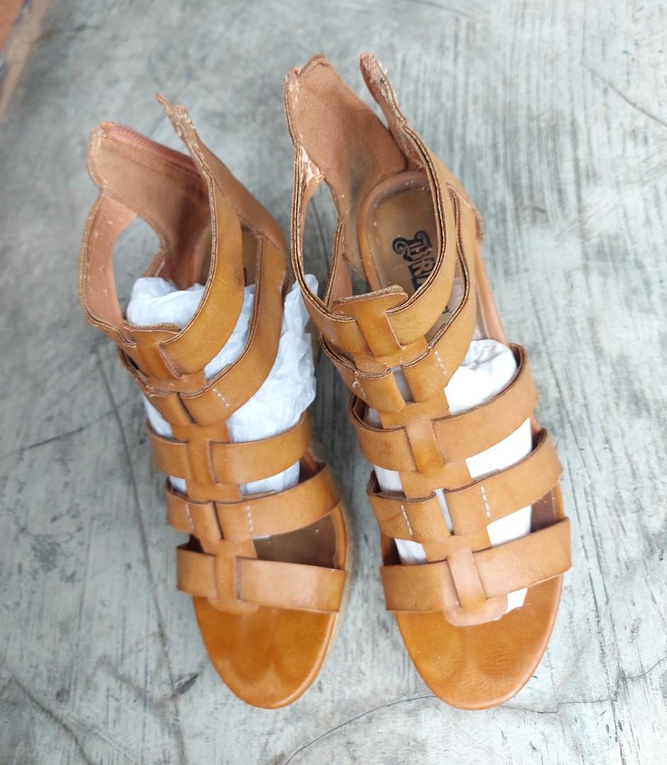 tan platform wedges
