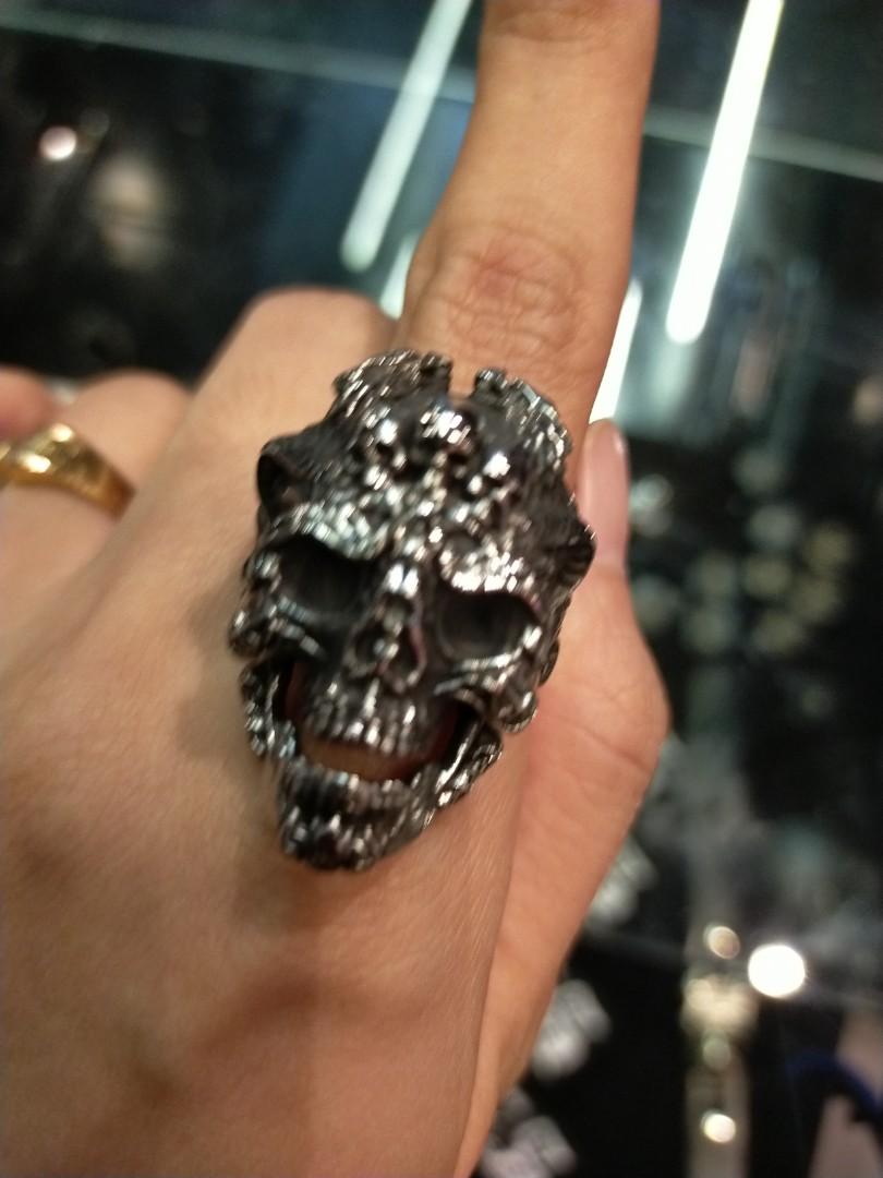 Mens black skull best sale ring