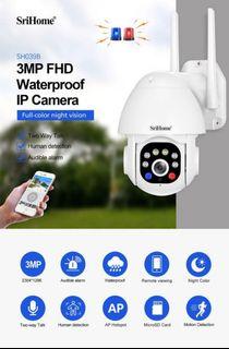 SriHome SH039B (White) Indoor and Outdoor 3MP Color Night Vision Camera with Wi-Fi | Two-Way Talk | AP Hotspot | Audible Alarm | IP66 Waterproof Wi-Fi Camera