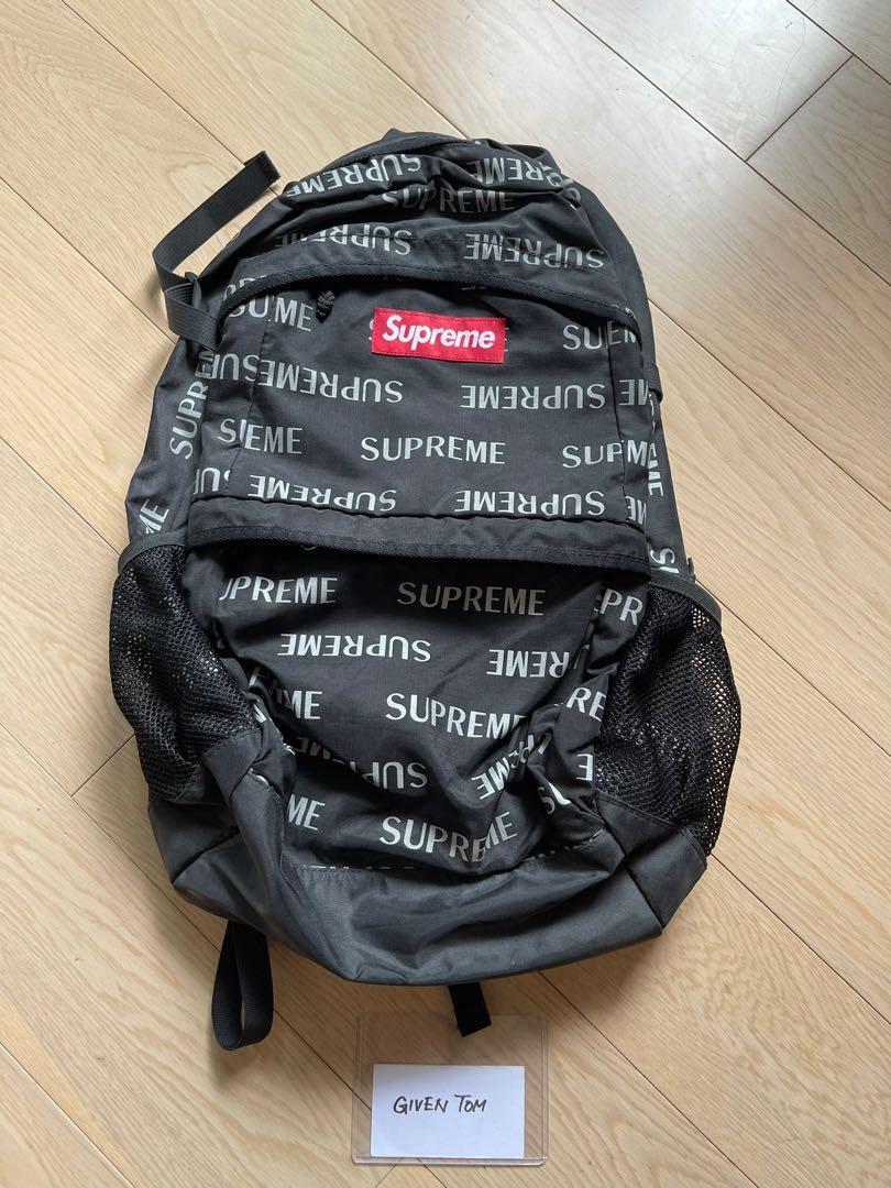 Supreme FW16 3M Reflective Repeat Backpack Black, 名牌, 手袋及銀包 