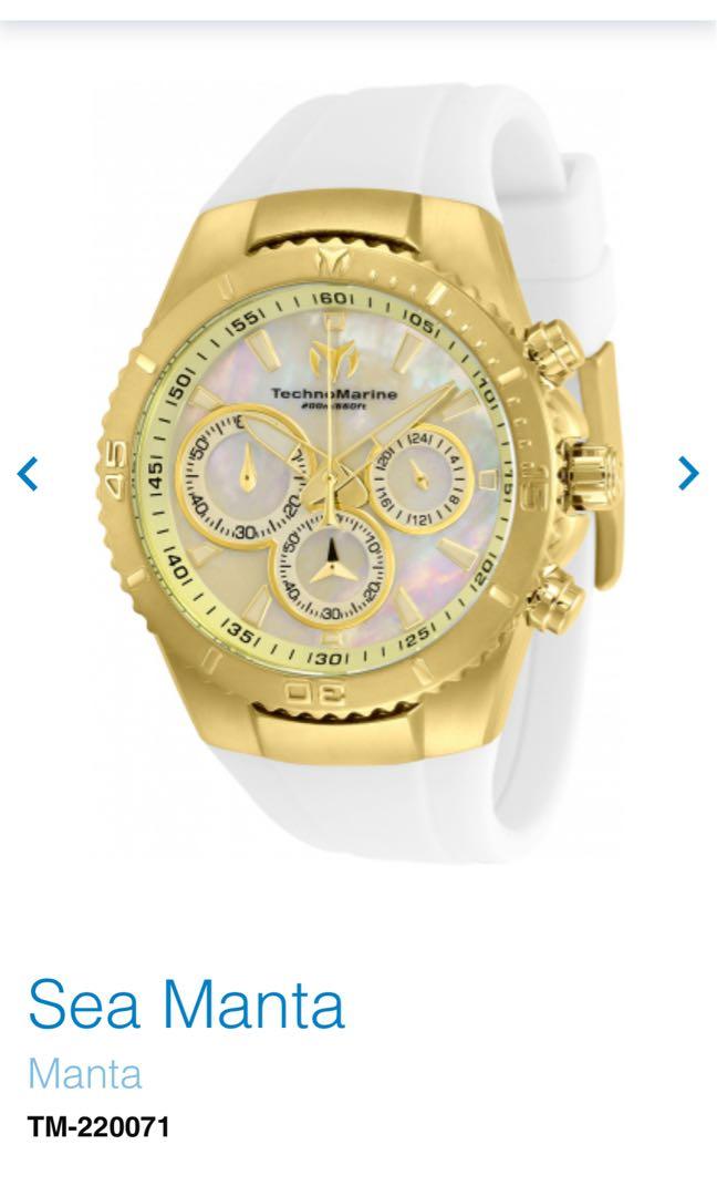 Technomarine Sea Manta 40mm 220071 (Category: Luxury Watches) located in Cotabato. Submitted by littlestuff08 (Listing ID 1162654372, Image 1). Description: Description: Style: Auth Technomarine Seamanta 40mm 220071 Condition: BNWT. (please check photos for more details) Size: Please check measurents in the photos Mine @ Php 7,500 Inclusion/s: Box, Invicta Card (sister company) Note: For Preowned/Used Items, please manage your expectation. If you