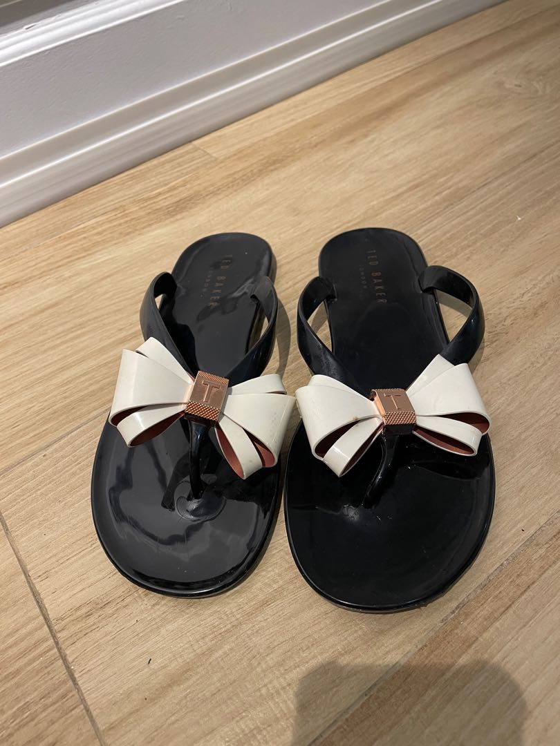 Ted Baker Bow Black Flip Flops, Women's Fashion, Footwear, Flipflops