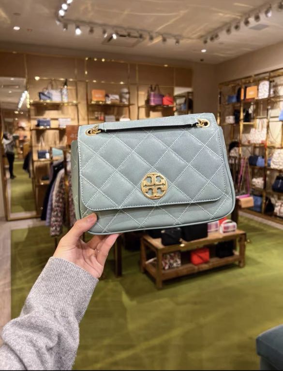 Tory Burch Green Leather Small Fleming Shoulder Bag Tory Burch