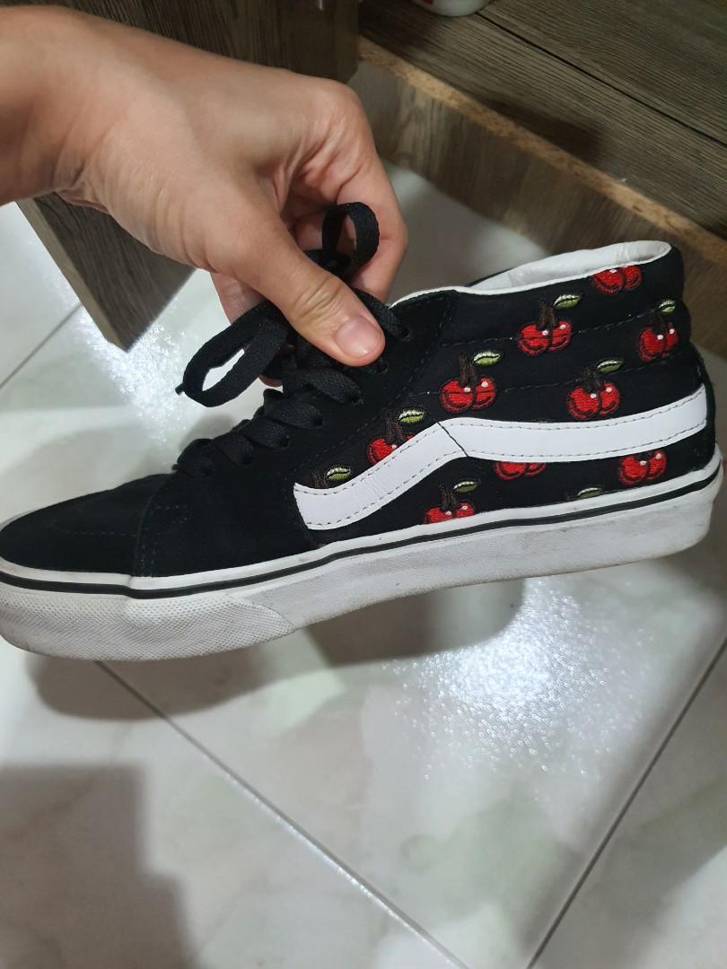 cherry high top vans