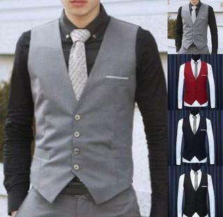 Vest suit for wedding color gray with free bowtie